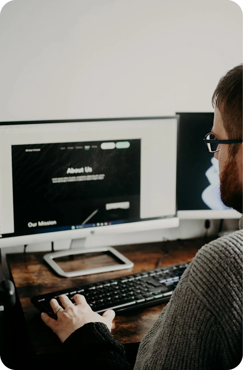 A developer reviewing his website development project.